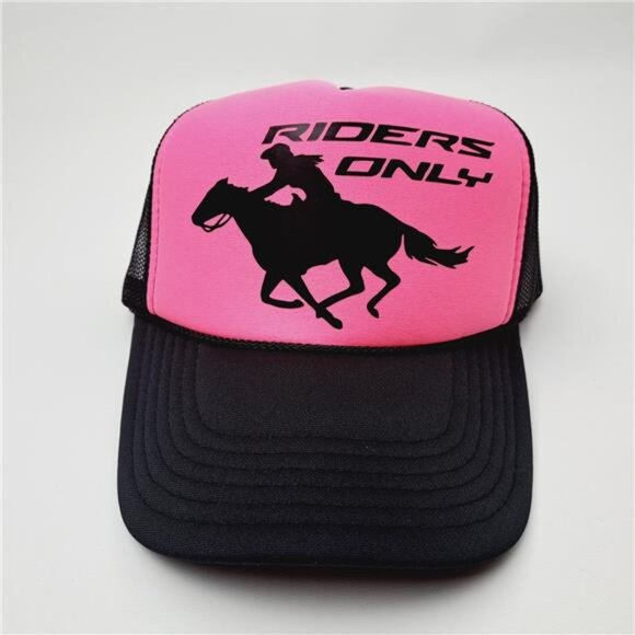 Riders Only Female Barrel Racing Hat Cap Vintage Foam Trucker Mesh Cowgirl Pink - Picture 4 of 5